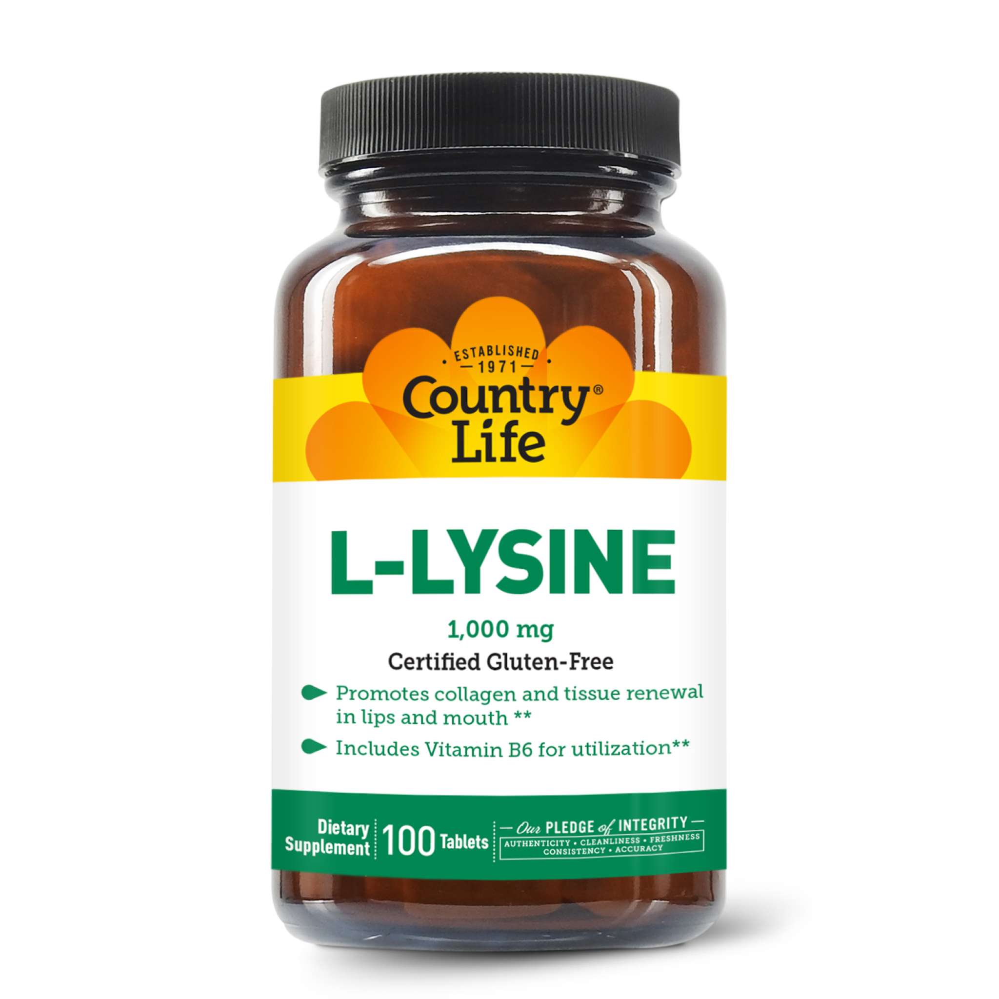 Country Life - Lysine 1000 W/B6 tab