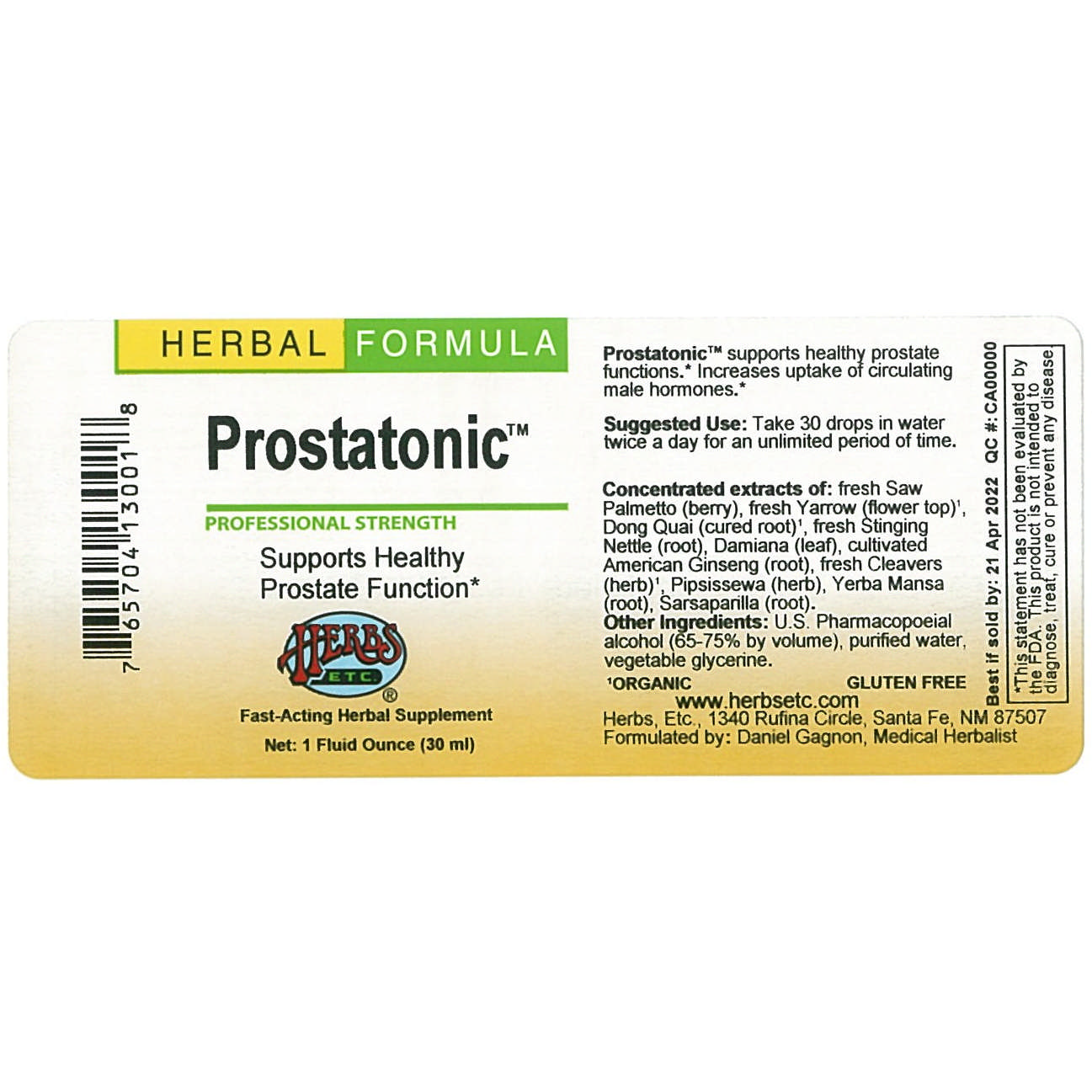 Herbs Etc - Prostatonic (S P/Damia)
