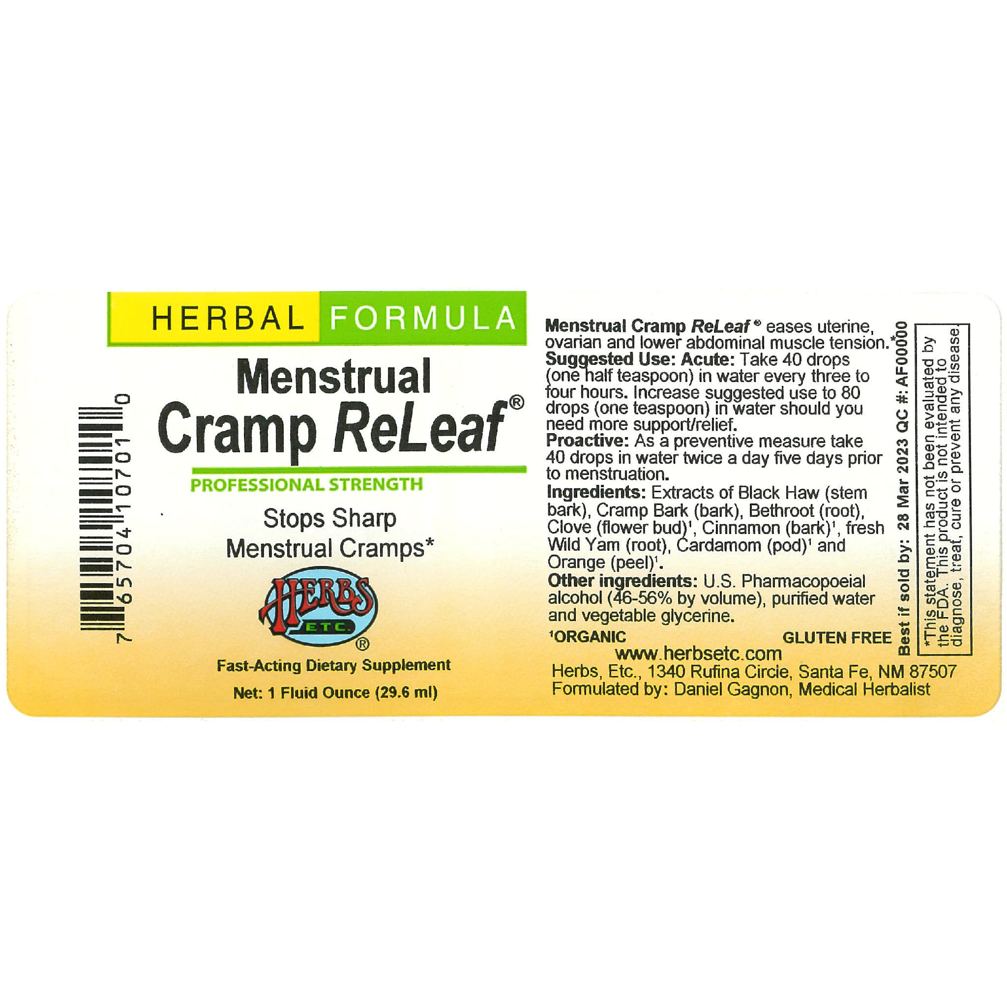 Herbs Etc - Menstrual Cramp Releaf