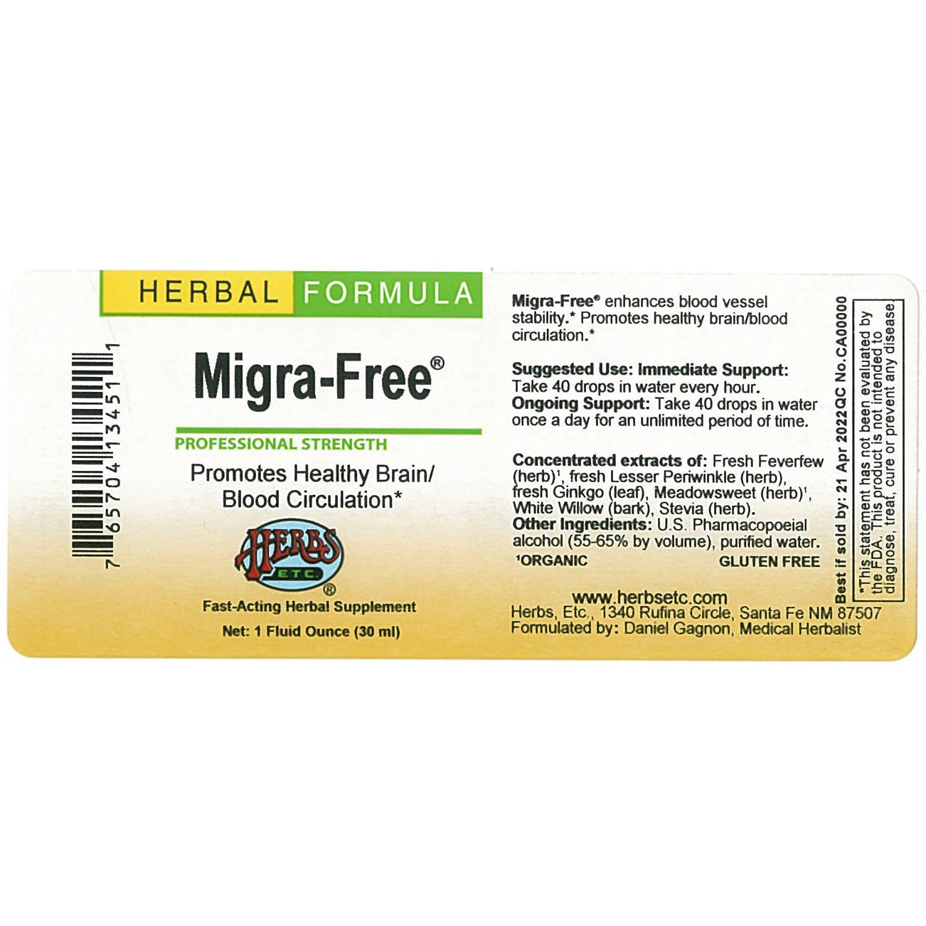 Herbs Etc - Migra Free