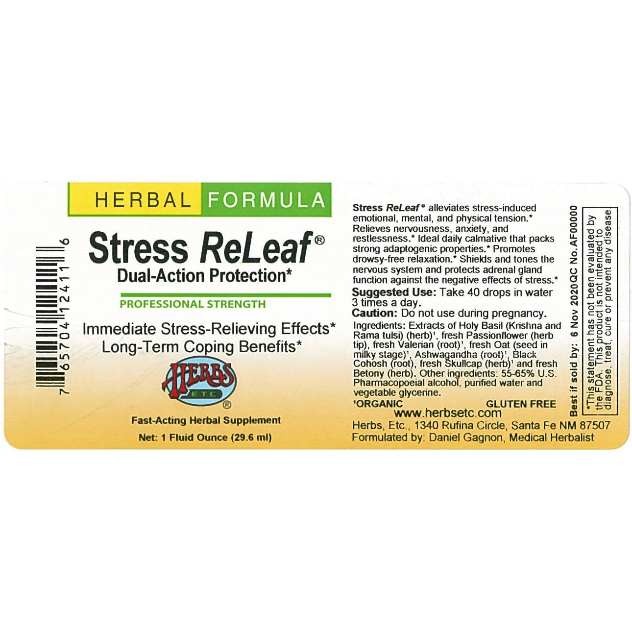 Herbs Etc - Stress Releaf liq