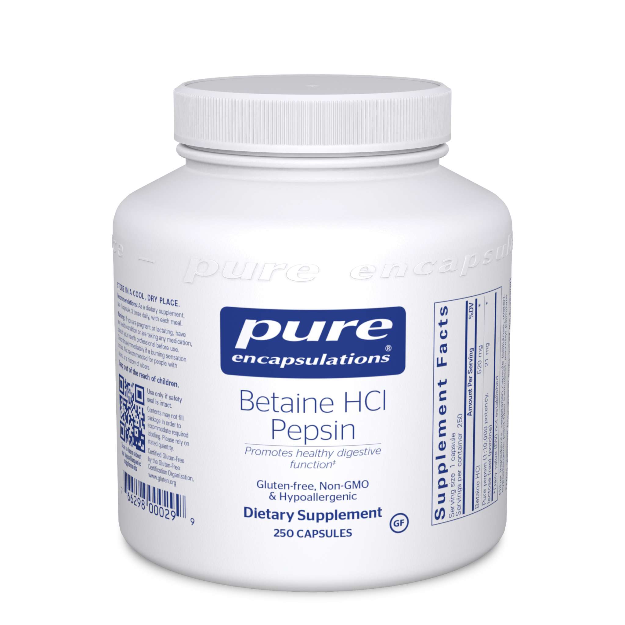 Pure Encapsulations - Betaine Hcl Pepsin 520 mg