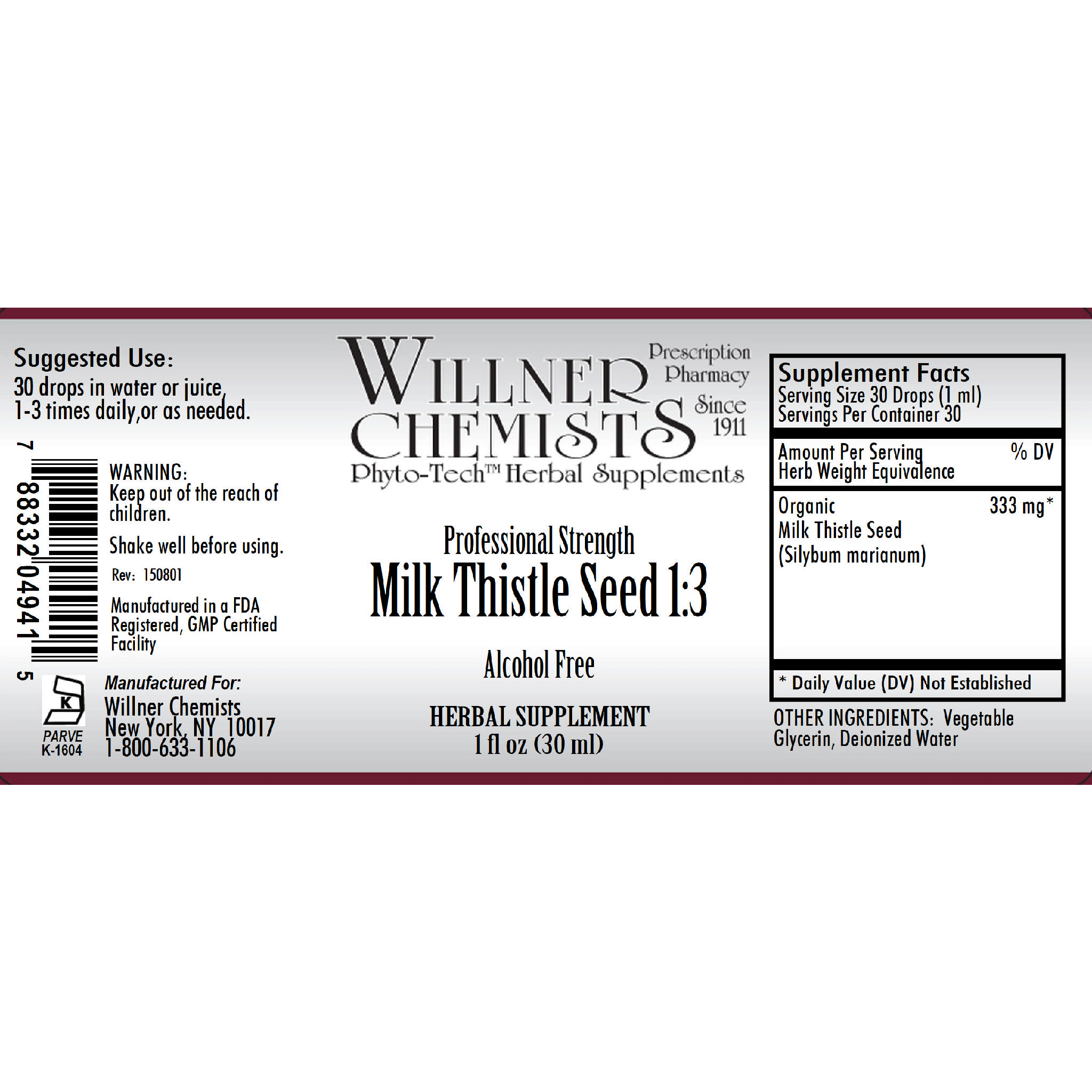 Willner Phyto Tech - Milk Thistle Seed 1:3 Af