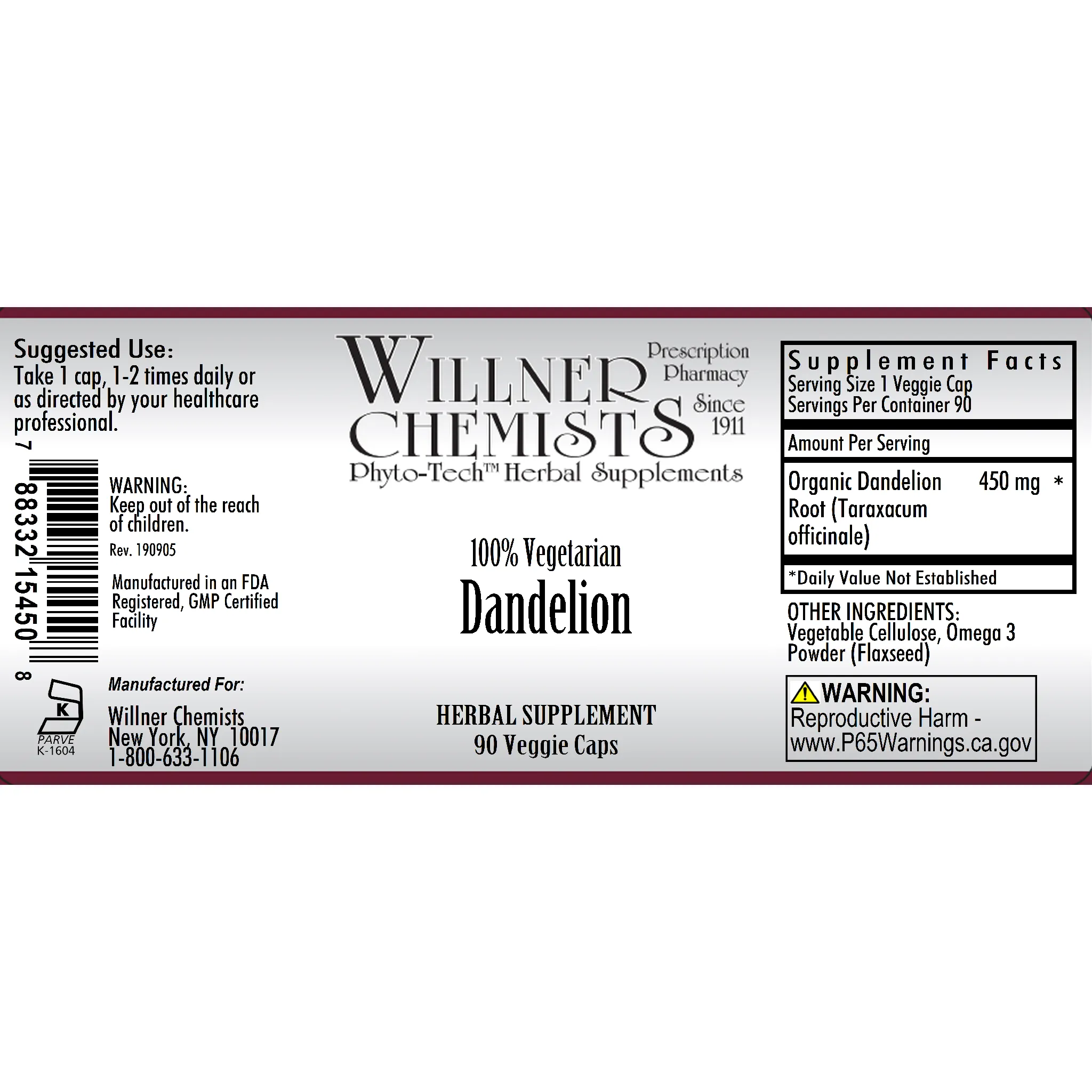 Willner Phyto Tech - Dandelion 500 mg Org